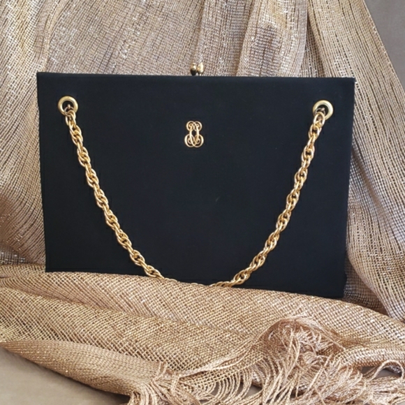 Koret Handbags - 💥HP💥VTG Koret black suede evening bag, gold chain